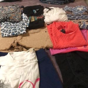 Bundle of extra small and small tops and bottoms. 12 items.